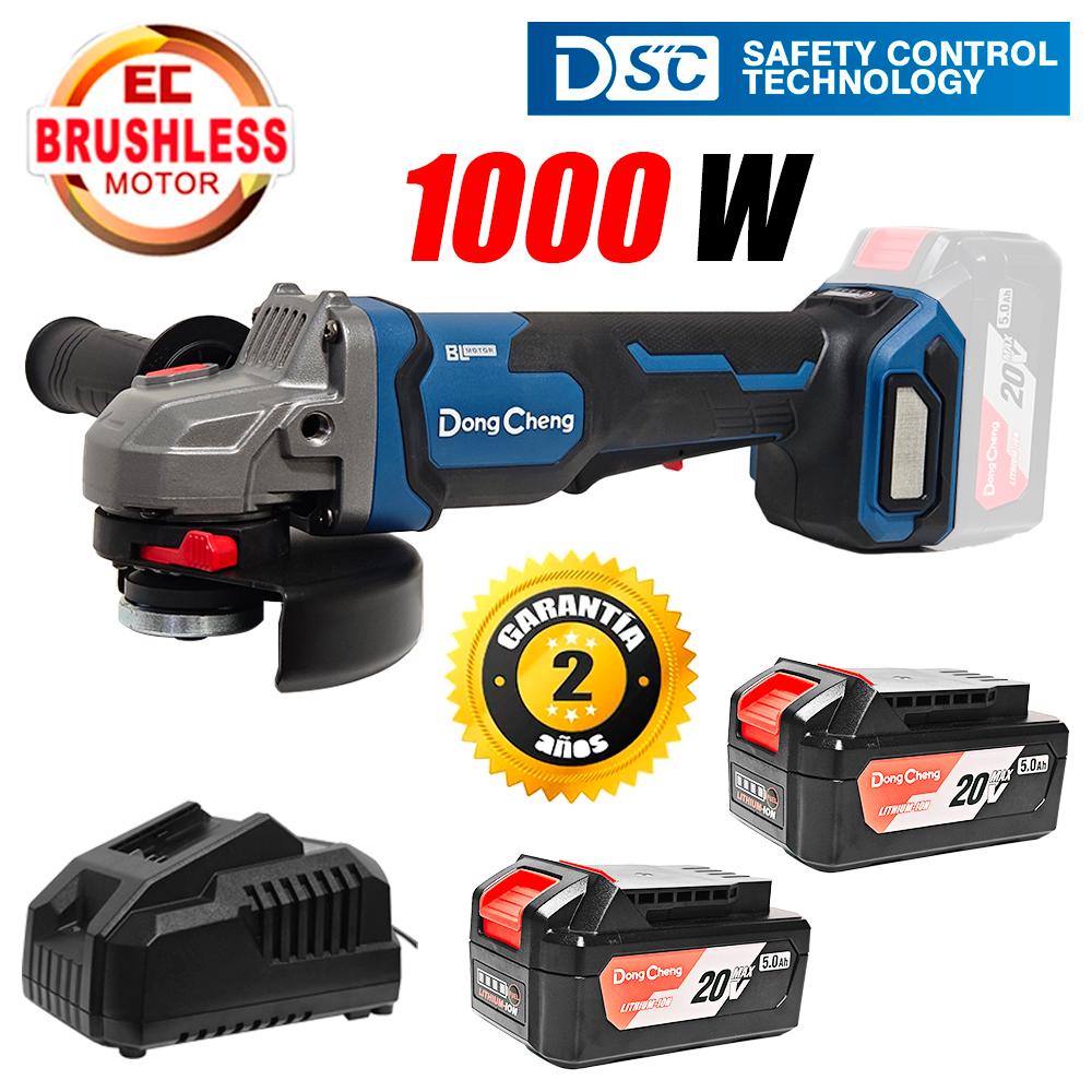 Amoladora Angular Inalámbrica 5″ Dongcheng DCSM04-125PFK 20V 2Bat x 5Ah Brushless