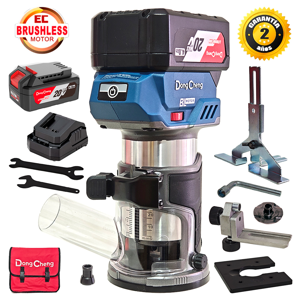 Ruteadora Fresadora Tupi de Mano Inalambrica 1/4″ Dongcheng DCMP6BM 20V 2Bat x 4Ah Brushless