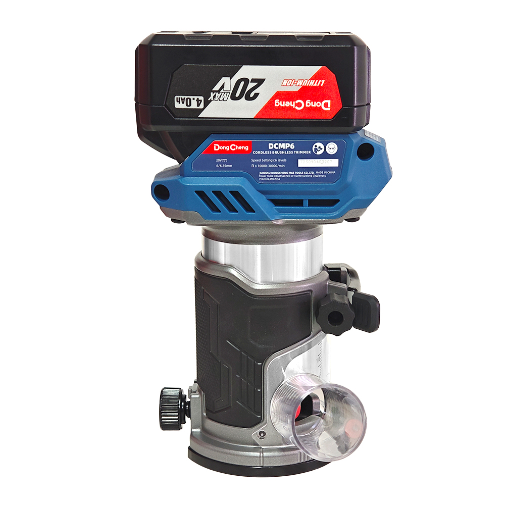 Ruteadora Fresadora Tupi de Mano Inalambrica 1/4" Dongcheng DCMP6BM 20V 2Bat x 4Ah Brushless - Imagen 4