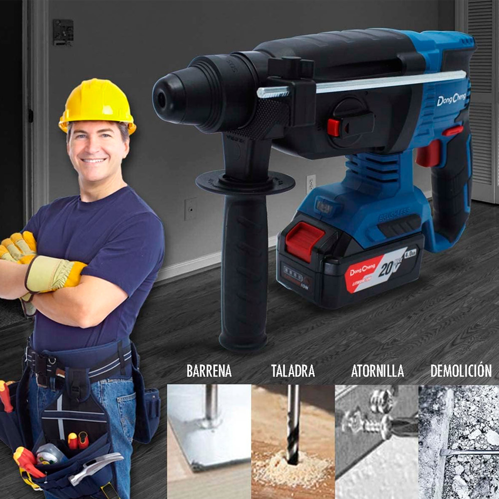 Rotomartillo Inalambrico SDS-Plus Industrial Dongcheng DCZC04-24FK 20V 2.7J 2Bat x 5Ah Brushless - Imagen 6