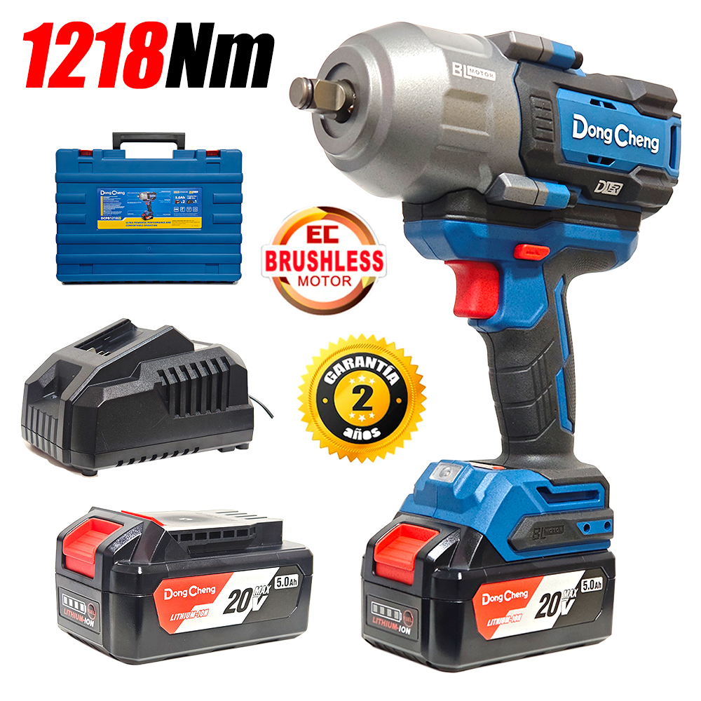 Llave Impacto Industrial Inalambrica 1/2" Dongcheng DCPB1218FK 20V 1218Nm 2Bat x 5Ah Brushless