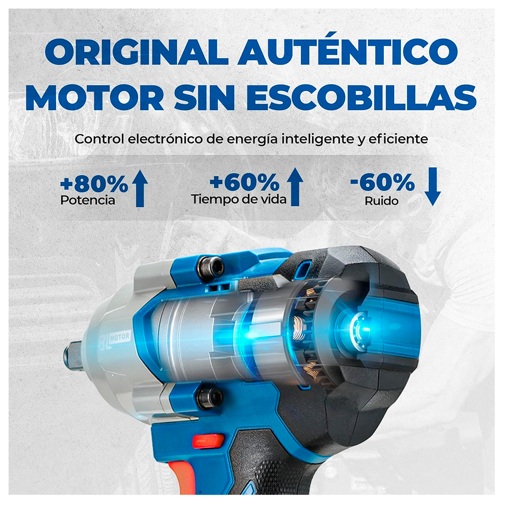 Llave de Impacto Industrial Inalambrica 1/2" Dongcheng DCPB698FK 20V 698Nm 2Bat x 5Ah Brushless - Imagen 6