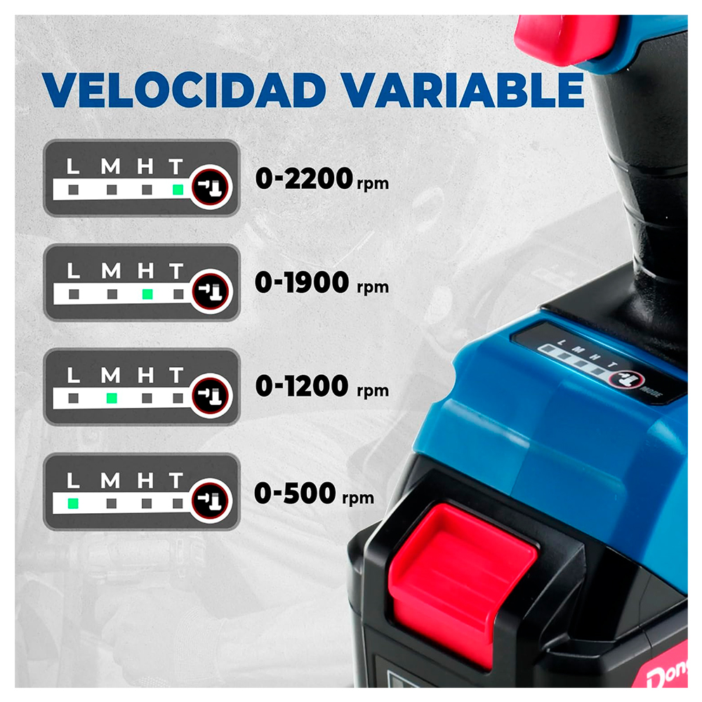 Llave de Impacto Industrial Inalambrica 1/2" Dongcheng DCPB698FK 20V 698Nm 2Bat x 5Ah Brushless - Imagen 5
