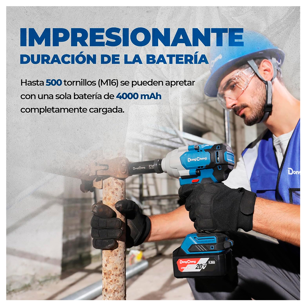 Llave de Impacto Industrial Inalambrica 1/2" Dongcheng DCPB698FK 20V 698Nm 2Bat x 5Ah Brushless - Imagen 8