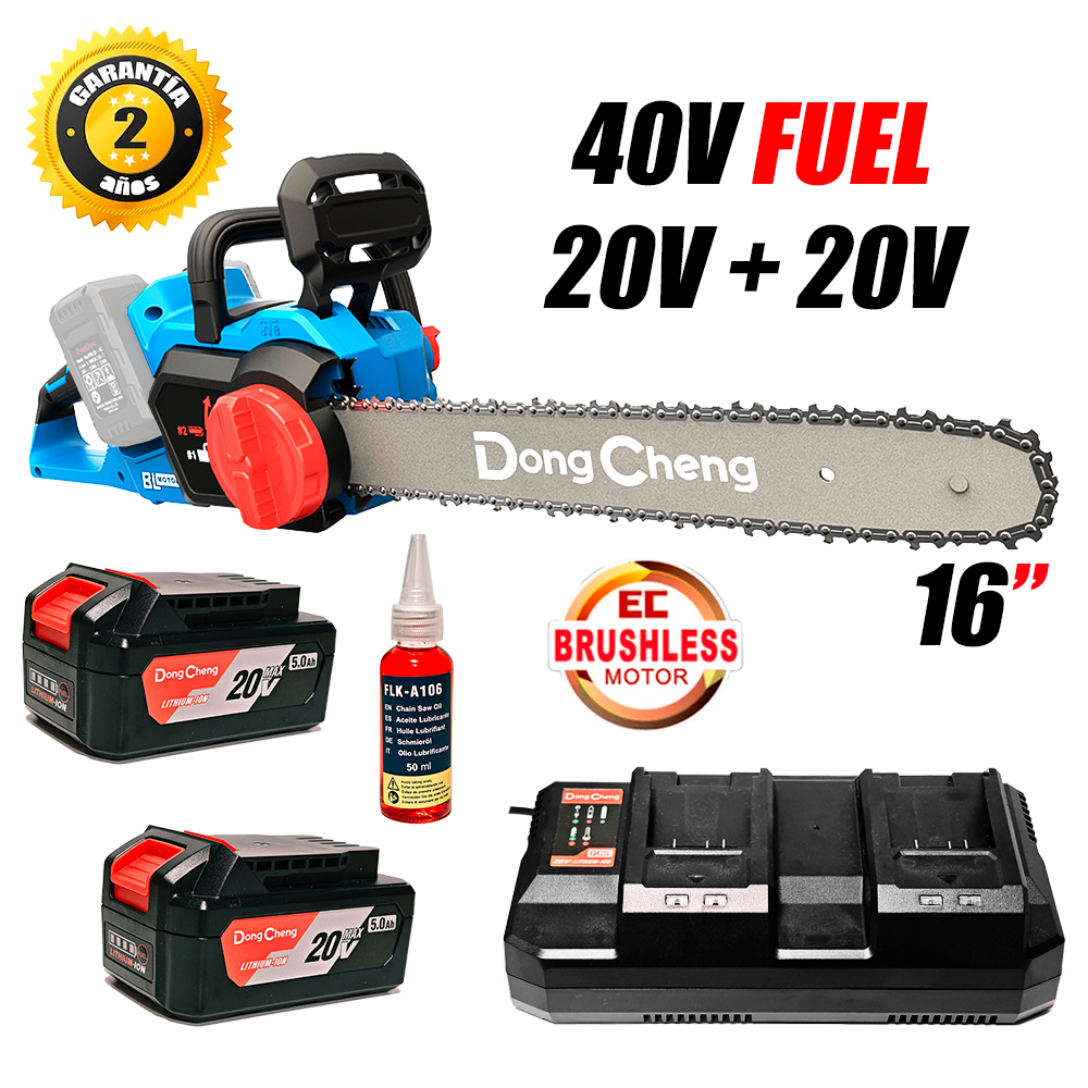 Electrosierra Motosierra Inalambrica Industrial 16″ Dongcheng DCCS40161H2S 40V 2Bat x 5Ah Brushless