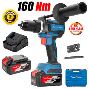 Taladro Atornillador Percutor 1/2" Dongcheng DCJZ20160IEM 20V 160Nm 2Bat x 4Ah Brushless