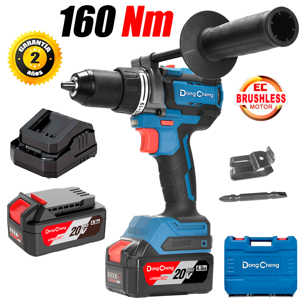 Taladro Atornillador Percutor 1/2″ Dongcheng DCJZ20160IEM 20V 160Nm 2Bat x 4Ah Brushless